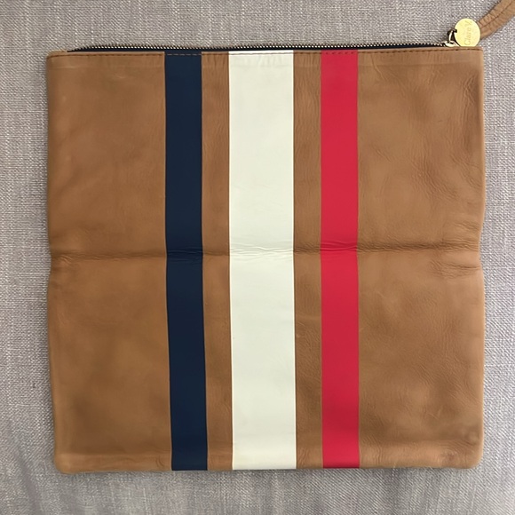 Clare V Camel Striped Foldover Clutch - Picture 6 of 9